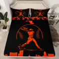 thumbnail image 2 of Homewish Ball Sports Athlete Bed Sheets, Cartoon Baseball Player King Sheets, Teen Kid Child Sheet Set, Black Orange Ultra Soft Bedroom Decor, 4-Piece, 2 of 7