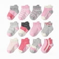 thumbnail image 2 of HCNTES Kids Socks Set Boys Girls Socks, Crew Athletic Socks Mid Cut Casual Socks for Kids 1T 2T 3T 4T 5T 6T 7T(X01-A,0-1 Years), 2 of 4