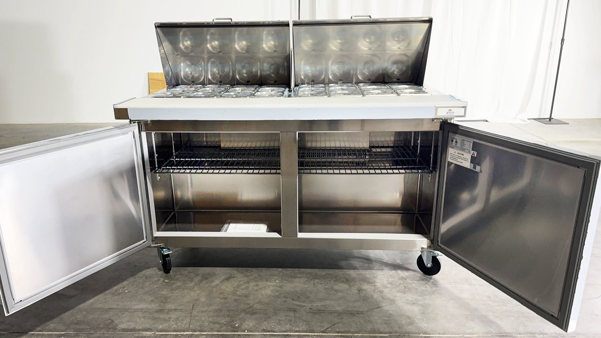 60" Mega Sandwich Prep Table Refrigerator, 18 Cu.Ft., 2-Door Commercial NSF Stainless Steel Food Prep Cooler