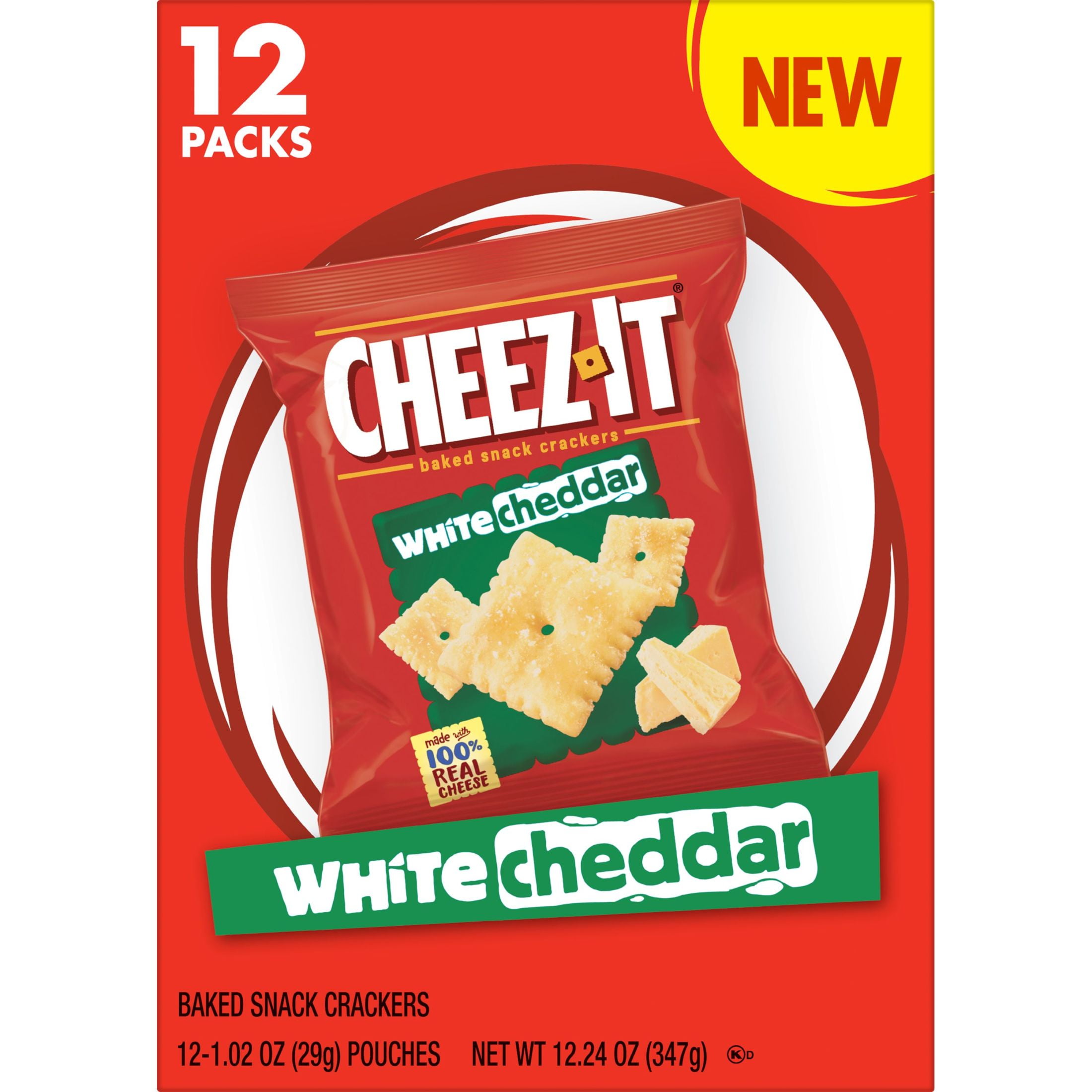 Cheez-It White Cheddar Baked Snack Crackers, 12.24 oz, 12 Count