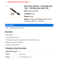 thumbnail image 2 of Rear Shock Absorber - Compatible with 1963 - 1965 Mercedes-Benz 190C 1964, 2 of 2