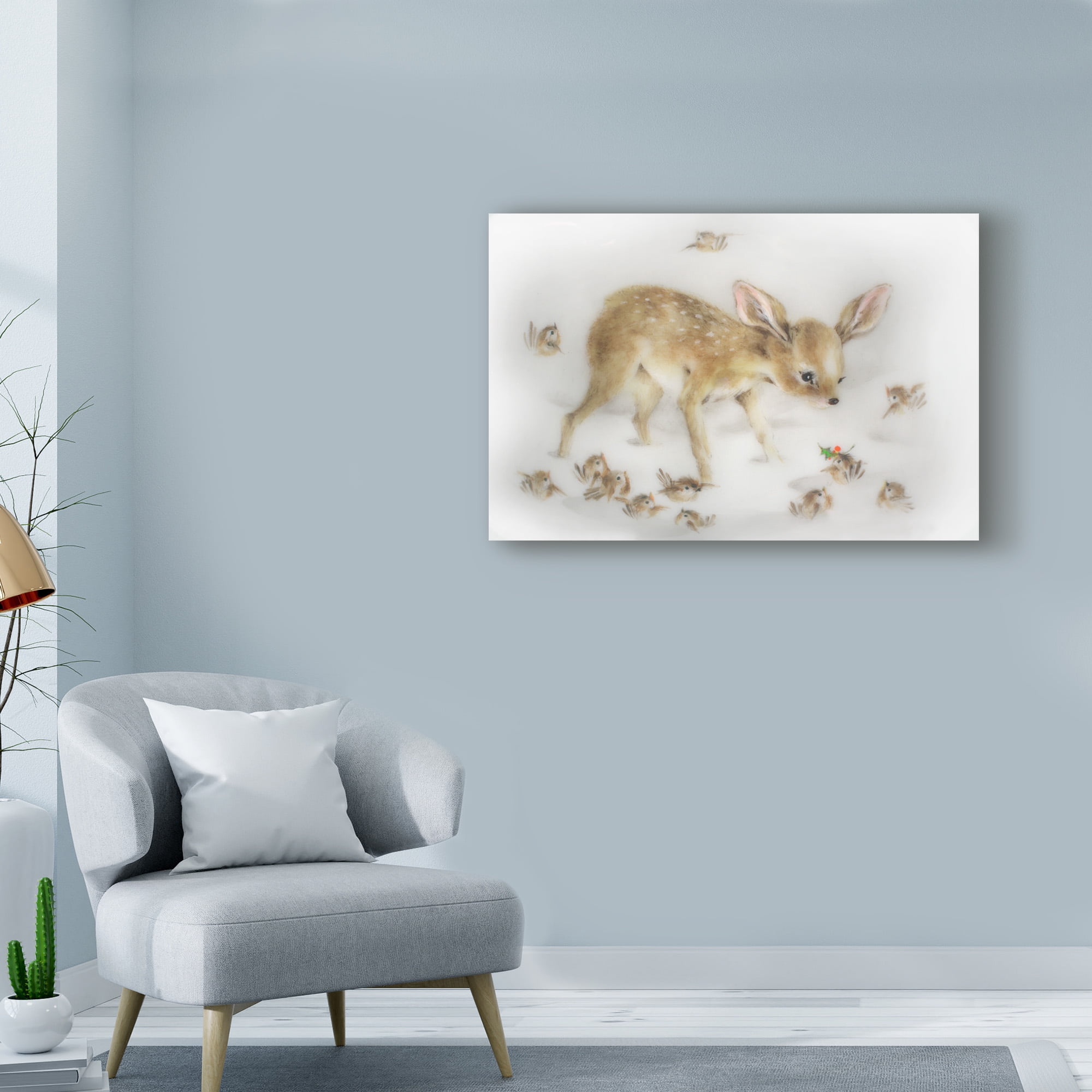 Trademark Fine Art 'Tis The Season Baby Deer' Canvas Art by Peggy Harris