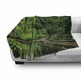 thumbnail image 3 of Jungle Soft Flannel Fleece Blanket, Deep Forest with Wooden Pier and River Refreshing Exotic Nature Wild Image, Cozy Plush for Indoor and Outdoor Use, 50" x 70", Hunter Green Brown, by Ambesonne, 3 of 6
