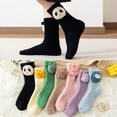 thumbnail image 3 of Women's Cartoon Character Socks Solid Color Fleece Crew Socks Funny Novelty Sleep Socks Warm Plush Socks For Kids At Heart, 3 of 3
