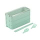 thumbnail image 2 of Lonchera Bento apilable para adultos | Recipiente para preparar comidas con 3 compartimentos y juego de utensilios | Plástico resistente a fugas | Apto para microondas y lavavajillas | Beige, rosa,, 2 of 7