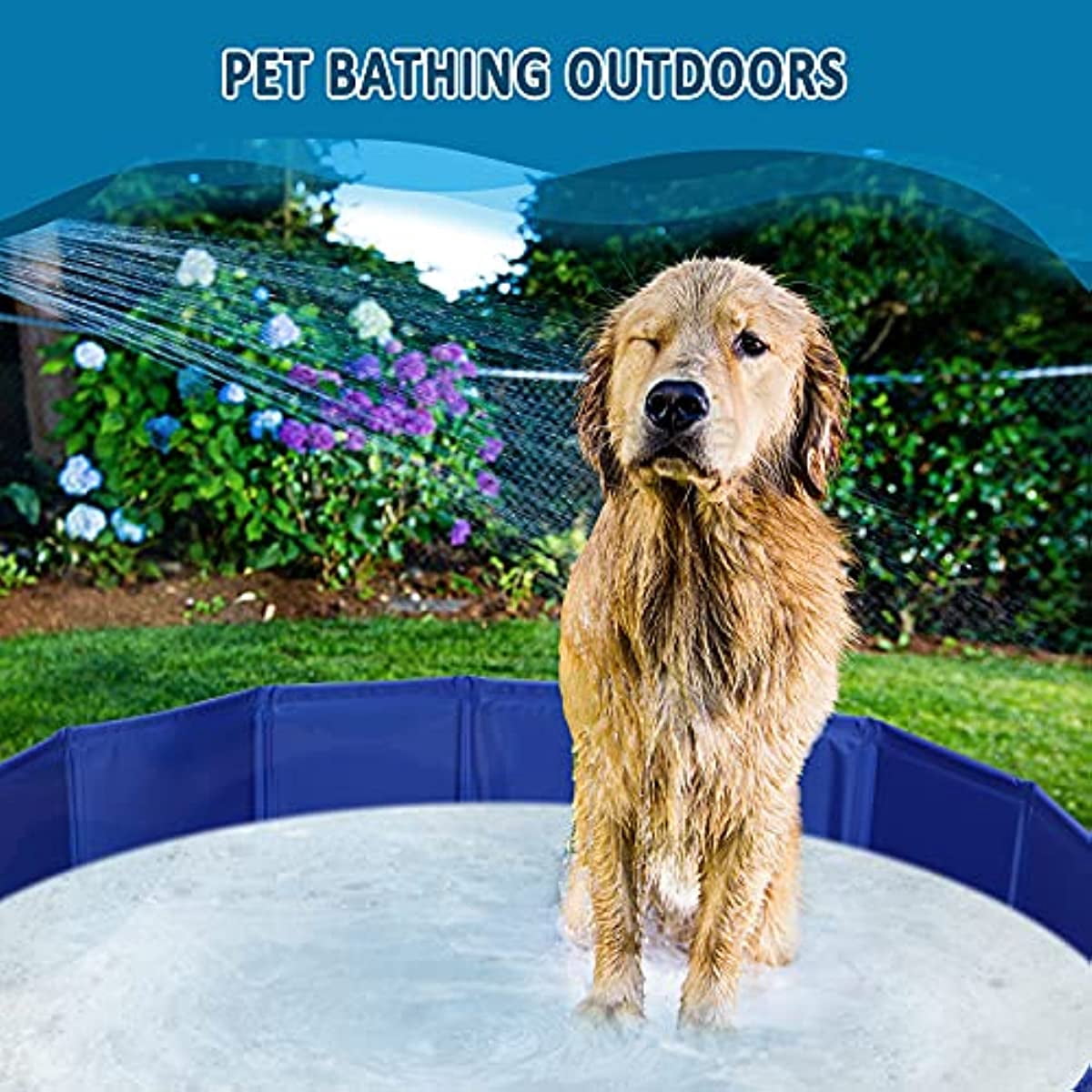 50x50x10cm Pet Kiddie Pool – PVC, Anti-Slip, Portable Bath Tub For Dogs, Cats & Small Animals