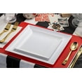 thumbnail image 4 of Crown Premium Heavy Duty Plastic Plates - Linear Squared (40 Pack) - Wedding China Like (7.5 Inch., White), 4 of 8