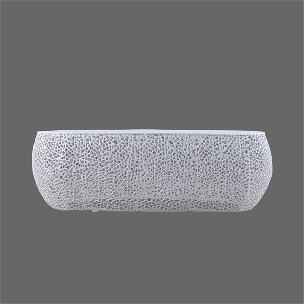 Pemberly Row Oval Shape Coffee Table Made with Aluminum in White Color