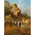 thumbnail image 2 of Jacobus Sibrandi Mancadan 19x24 Black Ornate Framed Double Matted Museum Art Print Titled: A Rocky Landscape with Miners at a Waterfall, 2 of 5