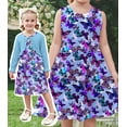 thumbnail image 2 of Lollipie Toddler Girl Sleeveless Dresses and Long Sleeve Ruffle Cardigan 2 Piece Fall Outfits for 2-8T, 2 of 5
