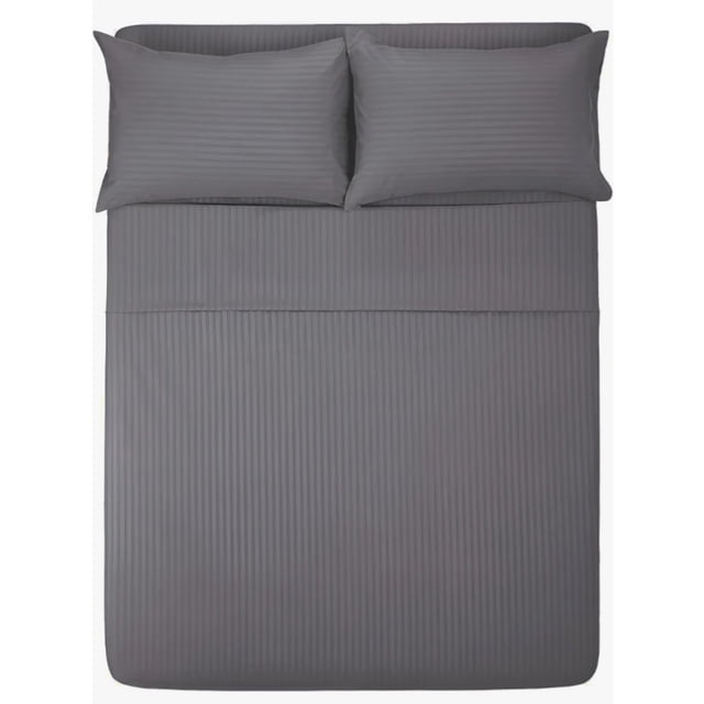 Sábana Matrimonial 1800 Hilos Microfibra Grabada Ultra Suave Modelo Gris