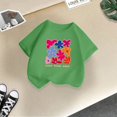 thumbnail image 5 of YOUSNH T-Shirt à Manches Courtes Col Rond Imprimé Mode Mignon pour Filles, Décontracté, Ample, Été, Vert 6-8 Ans, 5 of 5