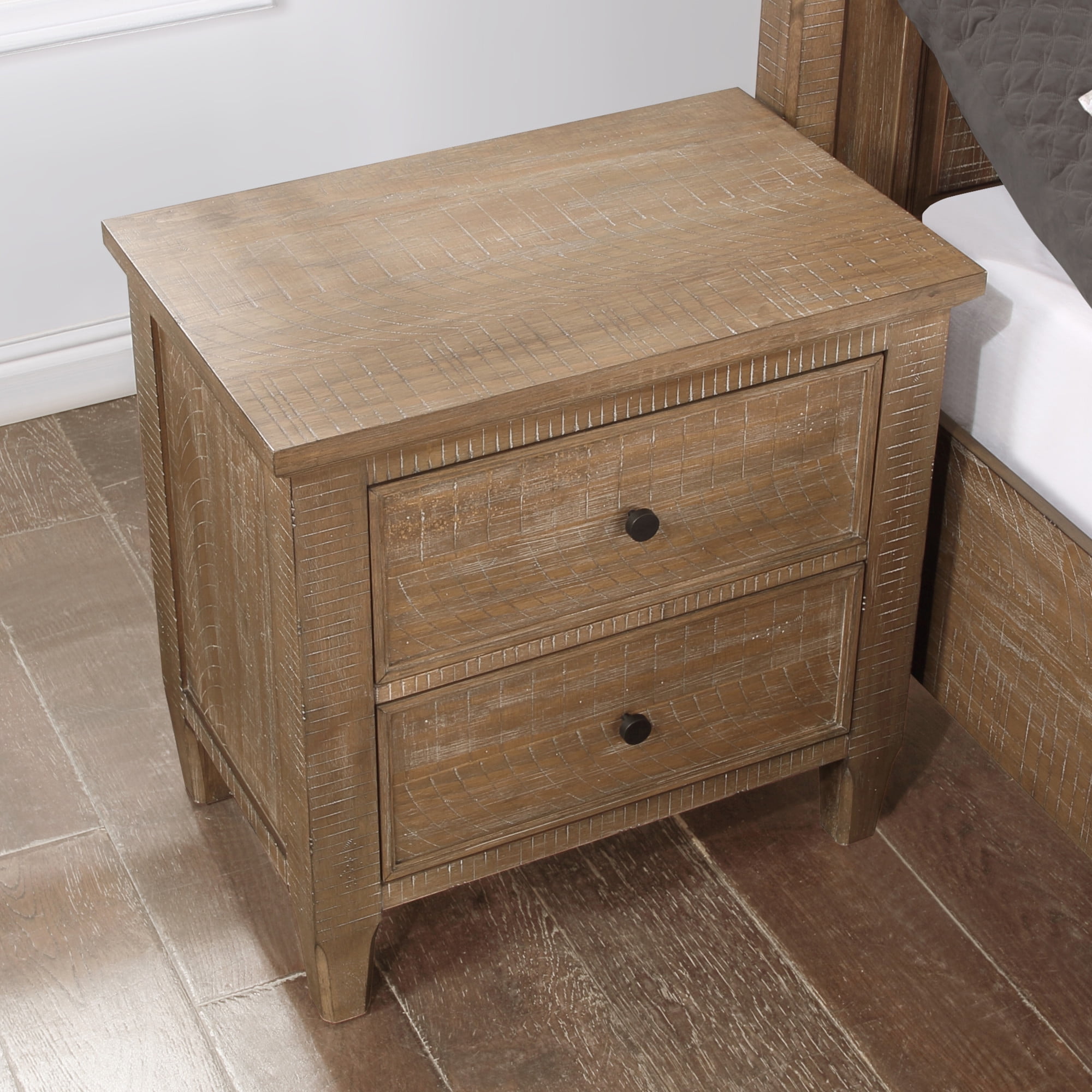 Steve Silver Riverdale Rustic Modern Nightstand with Two Drawers, Driftwood