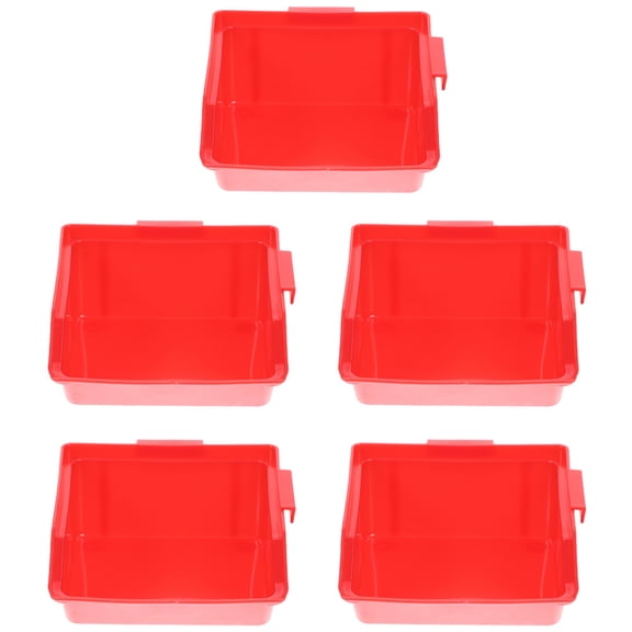 DEEPCRAFF 5-Pack Stackable Red ABS Plastic Storage Bins for Garage, Shed, Warehouse & Home Organization