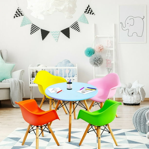 Kids 3 piece round table cheap and chair set
