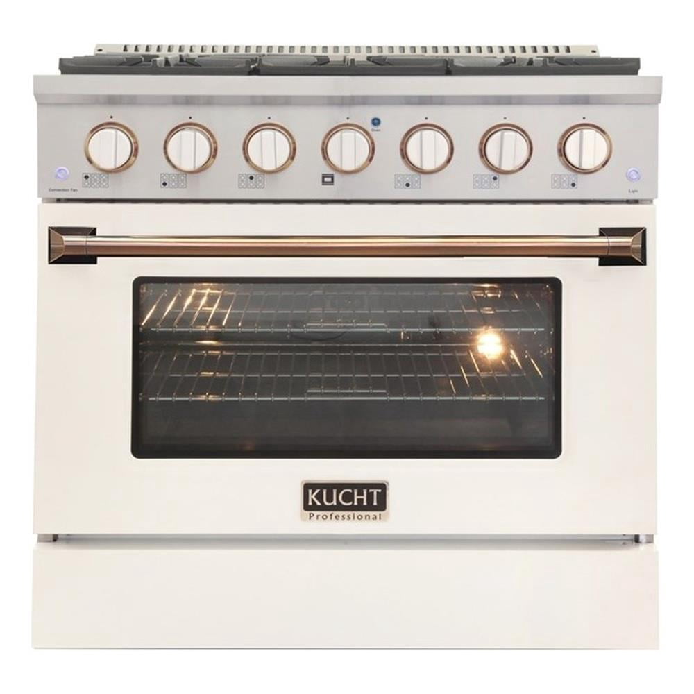 Pemberly Row 36" 5.2 cu. ft. Dual Fuel Range Propane Gas in Gold Handle