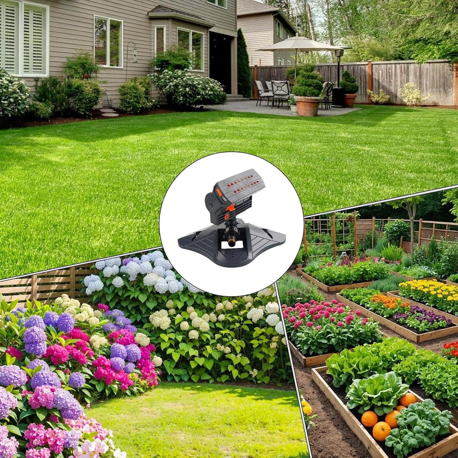 Oscillating Sprinklers for Yard - 16 Nozzles Large Area Mini Turbine Heavy Duty,Adjustable Garden Hose Sprinkler - for Outdoor Yard Flower Beds Vegetable Park Farm