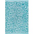 thumbnail image 3 of 9x12 Waterproof, Reversible Plastic Straw Outdoor Rugs for Patios | Also for Camping, RV, Deck, Porch, Balcony, Camp, Patio | Aqua, Floral | Size: 8'10'' x 11'10'', 3 of 7