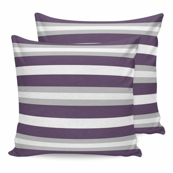 Pillow Covers 18x18 Set of 2, Purple Grey Stripe Square Throw Pillow Covers for Couch/Sofa/Living Room, Minimalist Farmhouse Striped Decorative Soft Pillowcases for Couch Throw Pillows