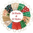 thumbnail image 7 of 24 Pack Christmas Bags, Small Holiday Kraft Paper Bags, 12 Styles Bulk Gift Bags With Handles, Goody Bags for Xmas Party Favors, 7 of 7