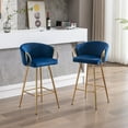 thumbnail image 2 of Newboti Furniture 30 Inch Set of 2 Bar Stools,with Chrome Footrest and Base Velvet & Golden Leg Simple Bar Stool,BLUE 87353, 2 of 16