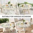 thumbnail image 4 of Round Fitted Tablecloth with Floral Texture Print, Elastic Edge for Snug Fit, Durable Water-Resistant Polyester, Fits 44-52 Inch Round Table, 4 of 4