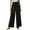 Black, variant on Frostluinai Side Split Palazzo Pants for Women Elastic Waisted Drawstring Lounge Linen Pants Solis Color Flowy Beach Vacation Trousers