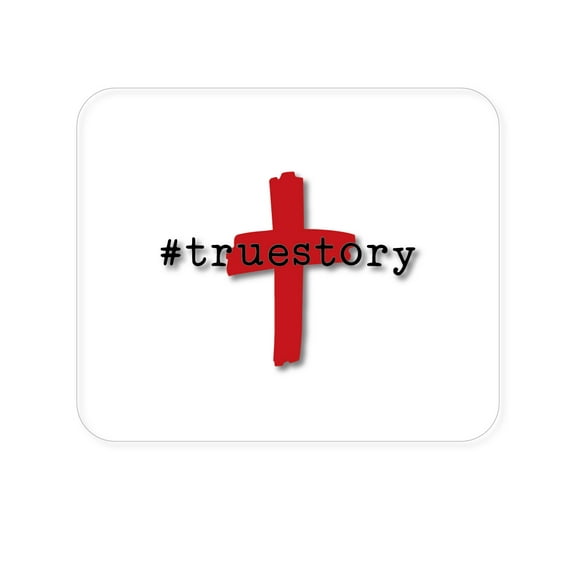 DistinctInk Mouse Pad - 1/4" Foam Rubber - #truestory - Cross - Christian - Red