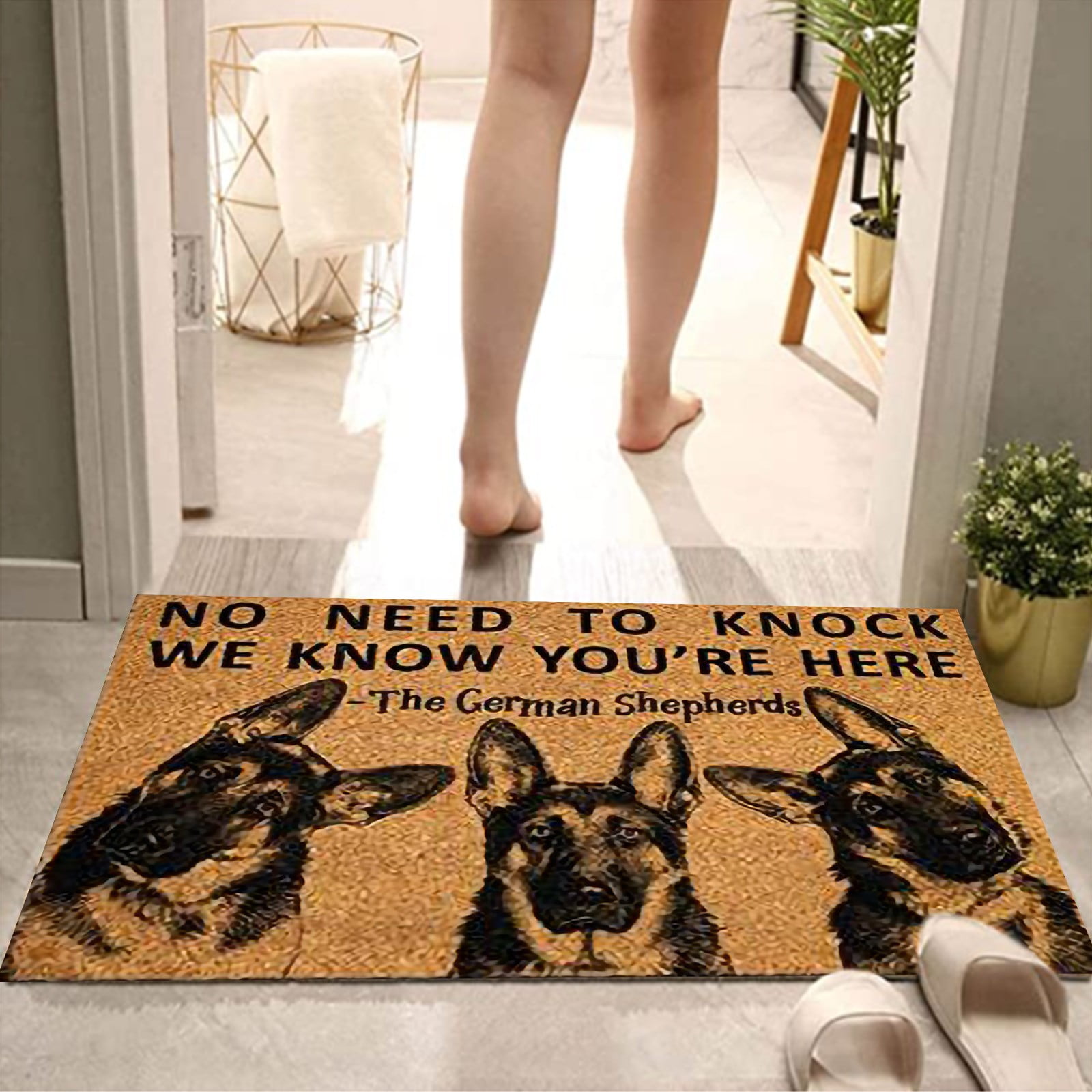 GIBZ Personalized Doormat with Dogs Pattern Custom Pet Photo Welcome Mat  for Home Indoor Outdoor Entrance Rug, 23.6 × 15.7