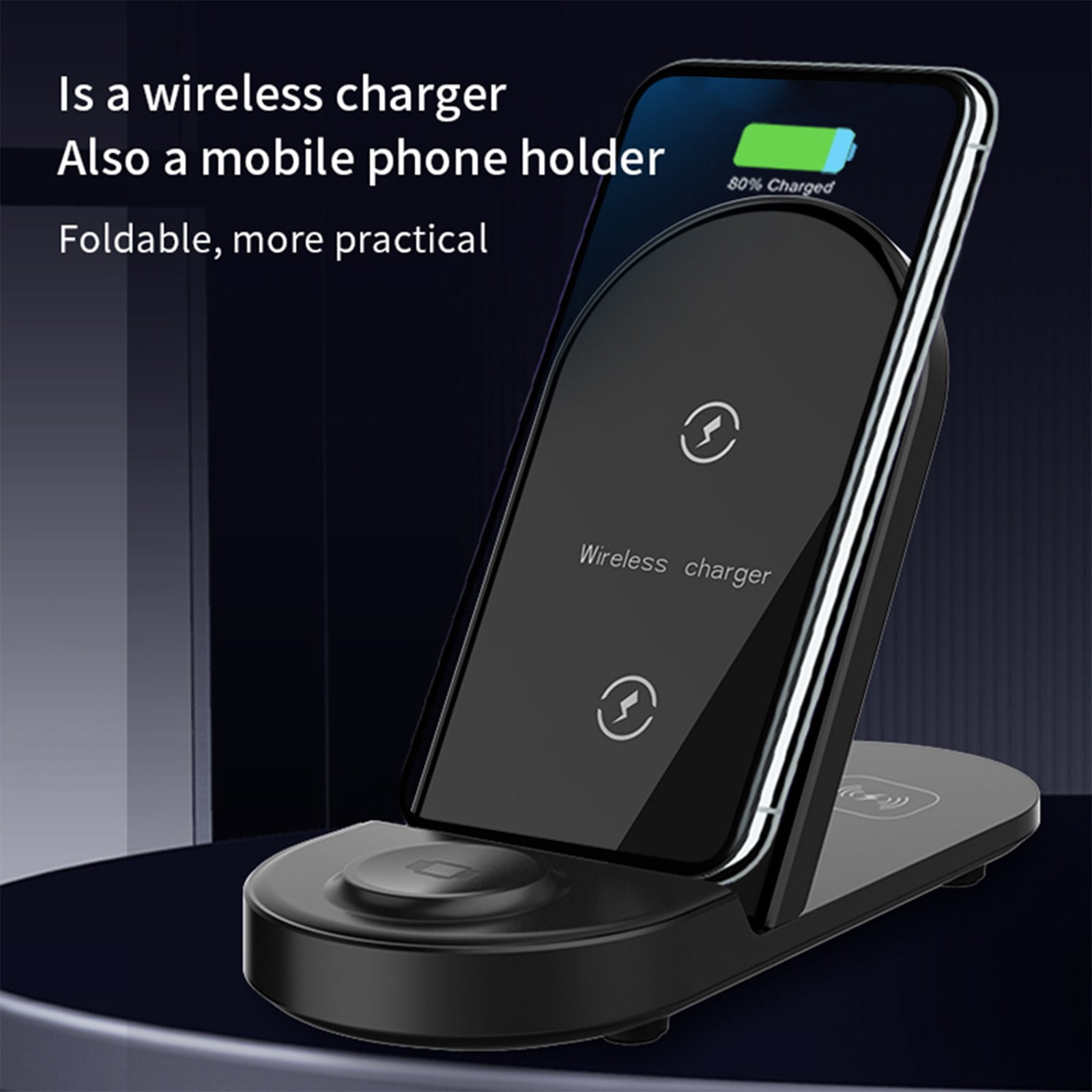 Foldable 3-in-1 Charger, 15W Portable Vertical Watch Wireless Charger, Small Mobile Phone Charging Stand