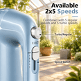 Electric Hand Mixer 450W with Blue Color, 5 Stainless Steel Attachments ...