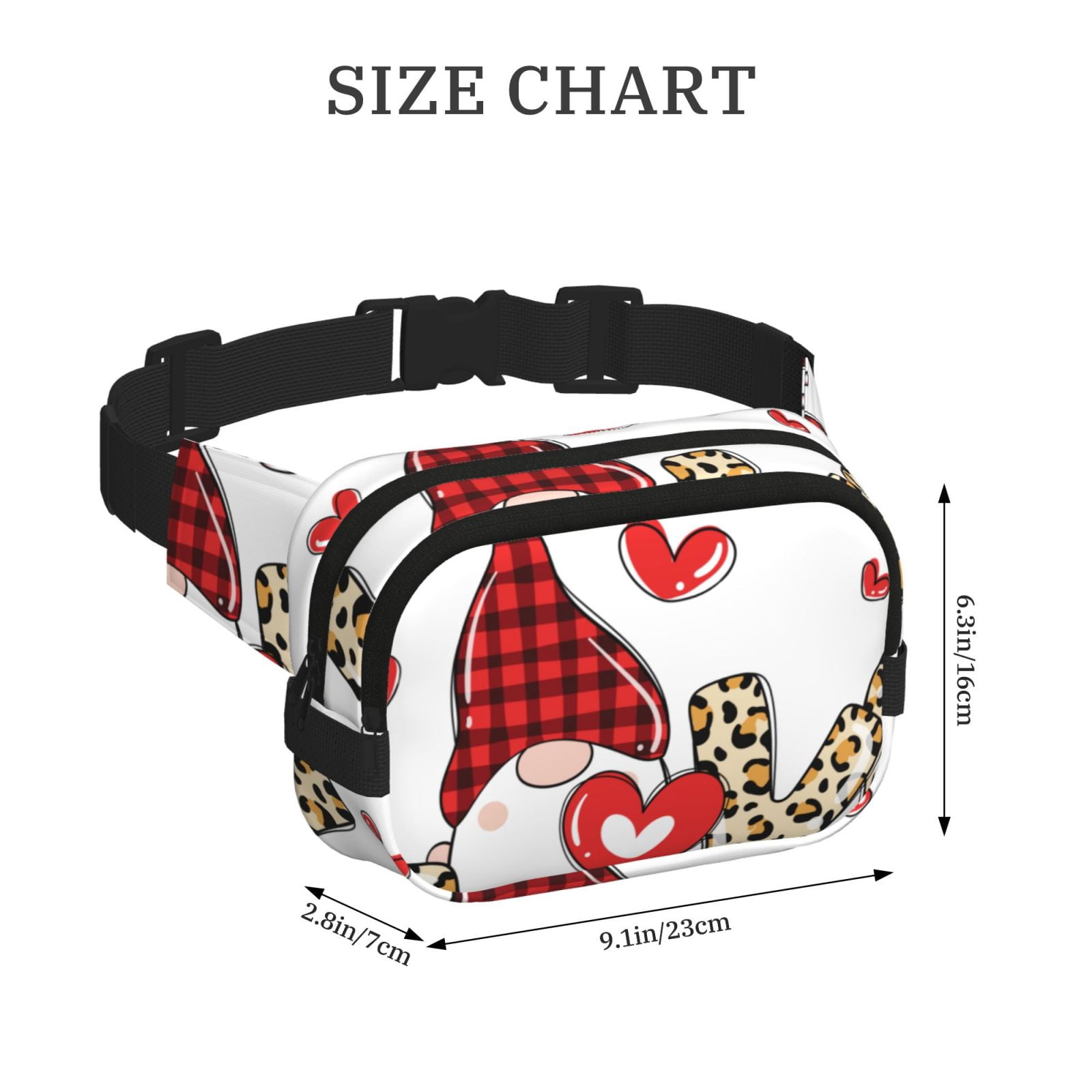 Kdxio Love Gnomes Crossbody Double Layer Waist Bag Belt Bag for Unisex Fanny Pack Fashion Waist Packs for Hiking Running Shopping Traveling