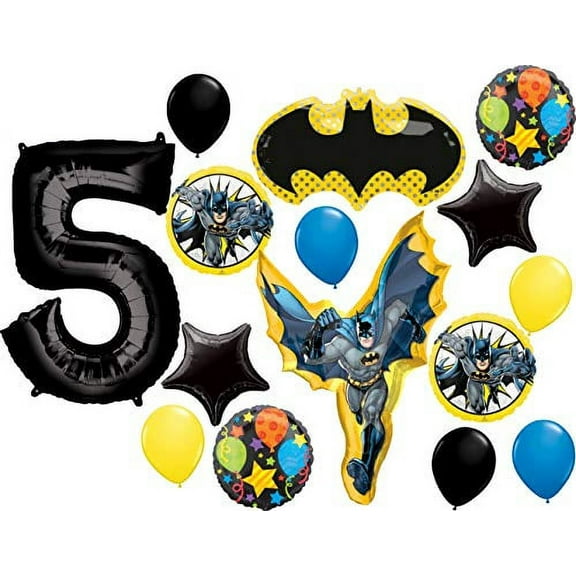 Batman in Action Party Supplies 5th Birthday Balloon Bouquet Decorations