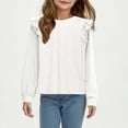 thumbnail image 5 of Tdoqot Girls T Shirts with Ruffle- Crewneck Long Sleeve Casual Fashion Kids Spring Clothes Tops White Size 6, 5 of 6