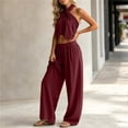 thumbnail image 5 of Women's Two Piece Sets Summer Plus Size Fashion 2026 Solid-Color Sleeveless Top Pocket Elastic Waist Pants Sets, 5 of 7