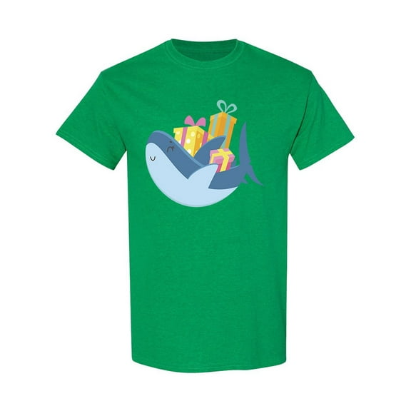 Cute Shark With Gift Boxes T-Shirt Men -Image by Shutterstock, Male XX-Large