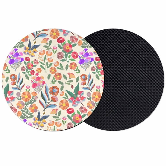 Watercolor Floral Coasters Set of 2, Absorbent Coasters for Drinks, Retro Botanical Flowers Leaves Spring Beige Coaster for Desk Coffee Table Protection, Home Decor House Warming Gifts 4"