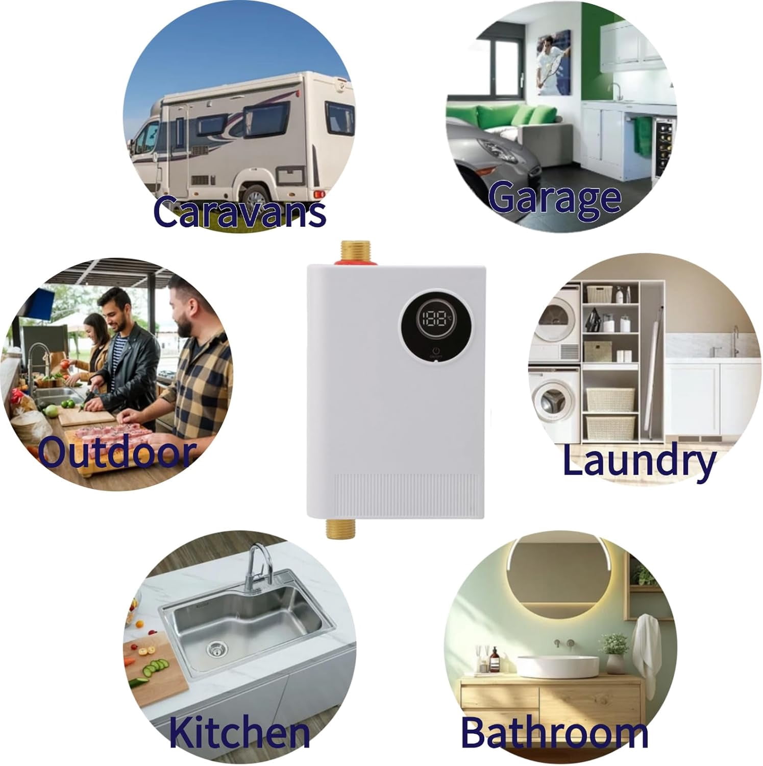 Electric Tankless Water Heater 3000W 110V Instant Hot On Demand Residential Electric Water Heater with Digital Display for Kitchen Whole House Shower Sink Small