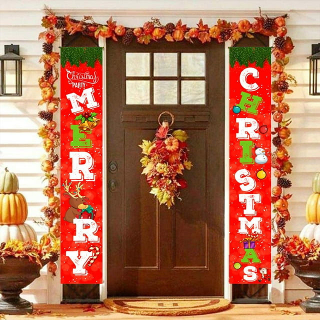 Decoración navideña Cortina Decoración creativa Pareados Banderas colgantes Wmkox8yii gf10290