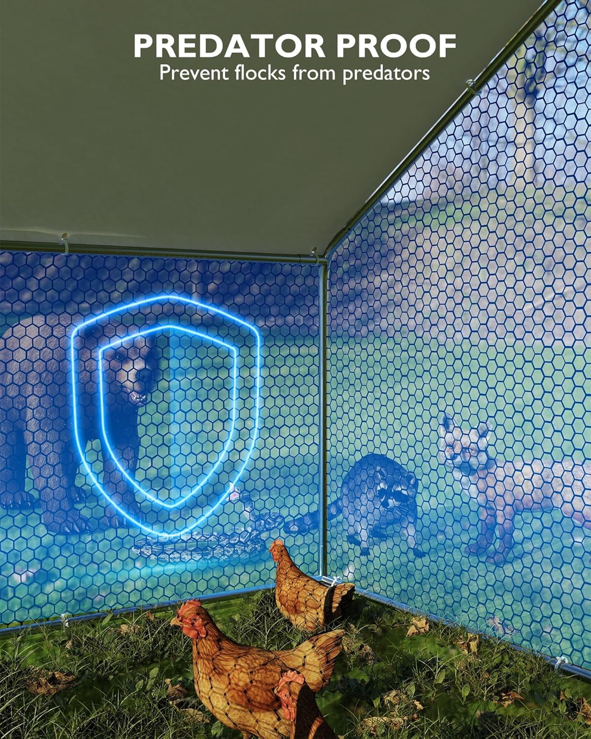 Acekid 3*2*2M Large Outdoor Dog Kennel, Big Outside Dog House, Heavy Duty Dog Run Enclosure Playpen Coop Fence with Waterproof and Anti-UV Cover Roof