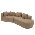 thumbnail image 3 of Christopher Knight Home Modern 116" Curved Sectional Sofa Couch, Upholstered Chaise Lounge with 4 Pillows, Camel, 3 of 11