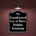 thumbnail image 2 of No Unauthorized Use of Water Dolphin Swimming BLACK Aluminum Composite Sign 20''x24'', 2 of 9