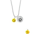 thumbnail image 2 of Delight Jewelry Resin Small 3-D Happy Face Silvertone Script Initial Disc - D - Charm Necklace, 20"+3", 2 of 4