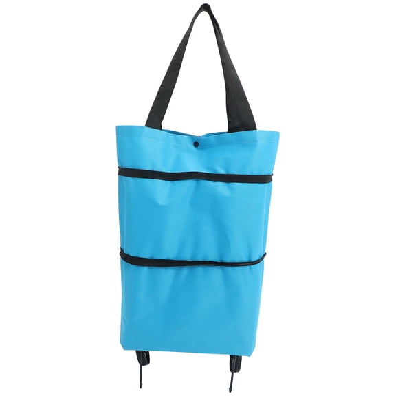 PAMINGONO Sky Blue Cloth Trolley Bag 1Pcs for Shopping and Moving Collapsible with Wheels