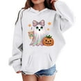 thumbnail image 2 of ZHOGXU Kids Halloween Boys Girls Hoodies With Pocket Long Sleeve Ghost Pumpkin Print Fashion Comfortable Sweatshirt For Casual Daily Wear White 5-6 Years, 2 of 4