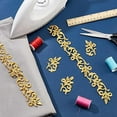 thumbnail image 2 of 4.37 Yards Gold Embroidery Polyester Ribbons 1.3 Inch Wide Adhesive Goldenrod Lace Trim Iron on Metallic Flower Lace, 2 of 8