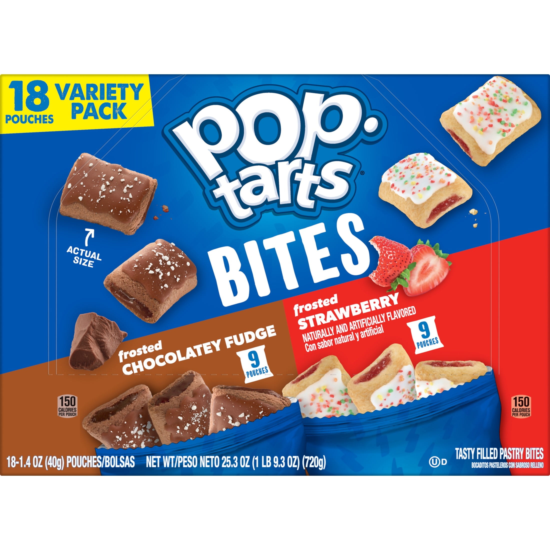 Pop-Tarts Variety Pack Baked Pastry Bites, Kids Snacks, Shelf-Stable, 25.3 oz (18 Count)