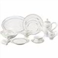 thumbnail image 3 of Lorren Home Trends La Luna Bone China 57-Piece Silver Embossed Design Dinnerware Set, Serves 8, 3 of 4