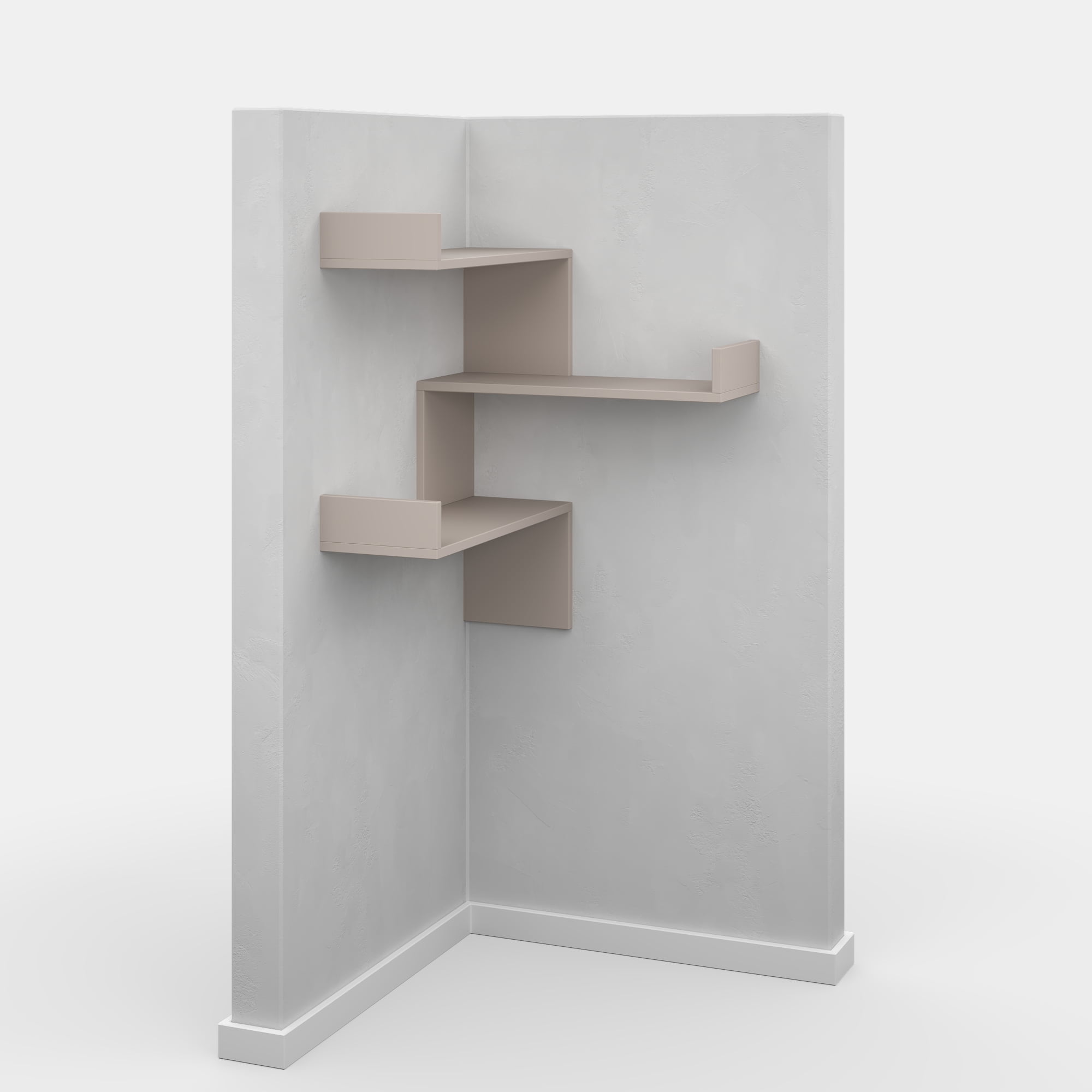 Ada Home Decor Furniture 24" 3 Tier Light Mocha Walker Modern Wall Shelf