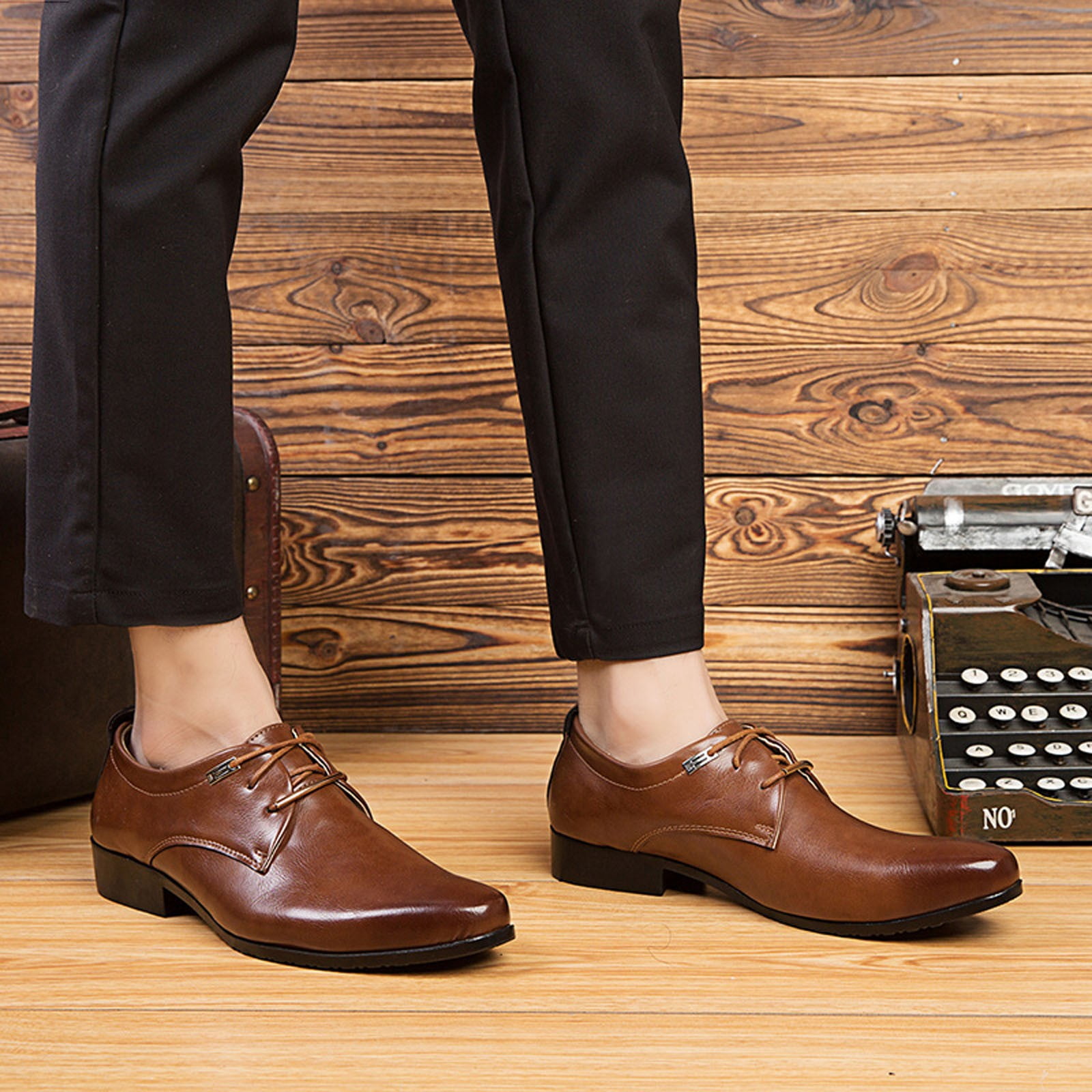 Fosco Men 44 Us 10 10.5 Leather Oxfords Sneakers Lace Up Shoes Leather Brown Amazon.com | Ferragamo Fosco Plain Toe Oxford Derby Men main image 2